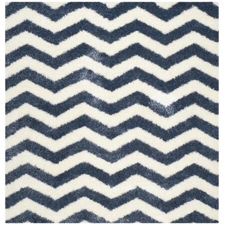 Safavieh Montreal Shag Power Loomed Square Rug- Ivory - Blue- 6 ft. 7 in. x 6 ft. 7 in. SGM846A-7SQ